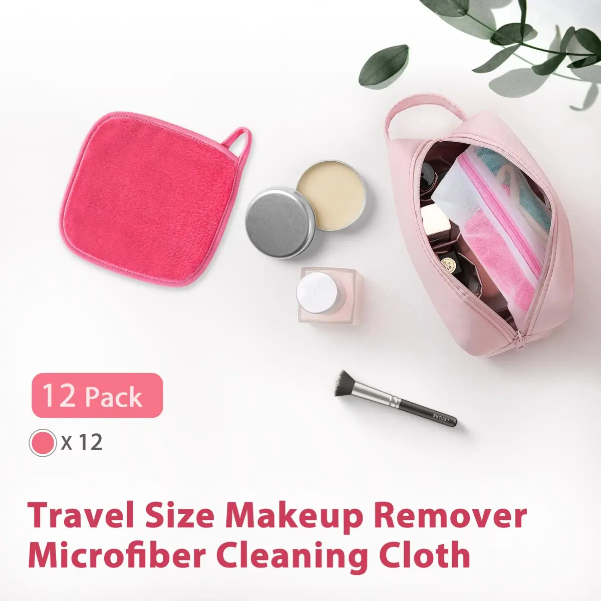 Natwag Reusable Microfiber Makeup Remover Cloths 15cm x 15cm (6"x 6") | Gentle Cleansing for Sensitive Skin (12 Pack, Pink) - view 6