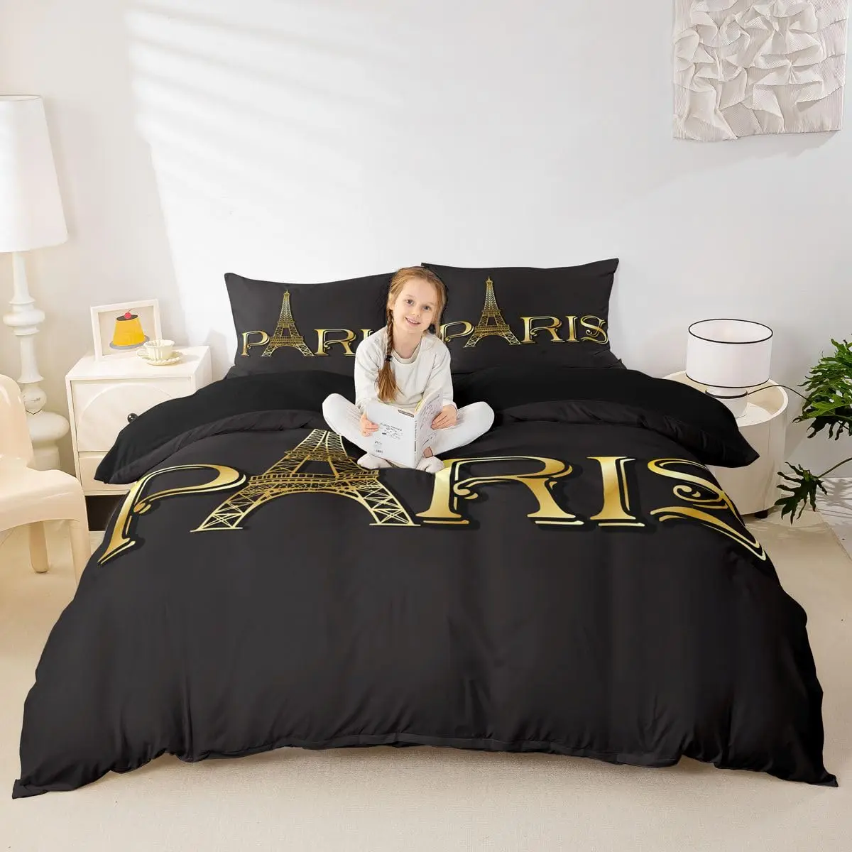 Erosebridal Paris Bedding Set Queen Size | Modern Kids Eiffel Tower Bedding for Teens & Bedroom Decor - main product image