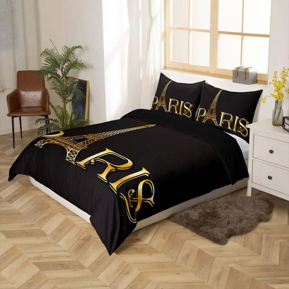 Erosebridal Paris Bedding Set Queen Size | Modern Kids Eiffel Tower Bedding for Teens & Bedroom Decor - view 5