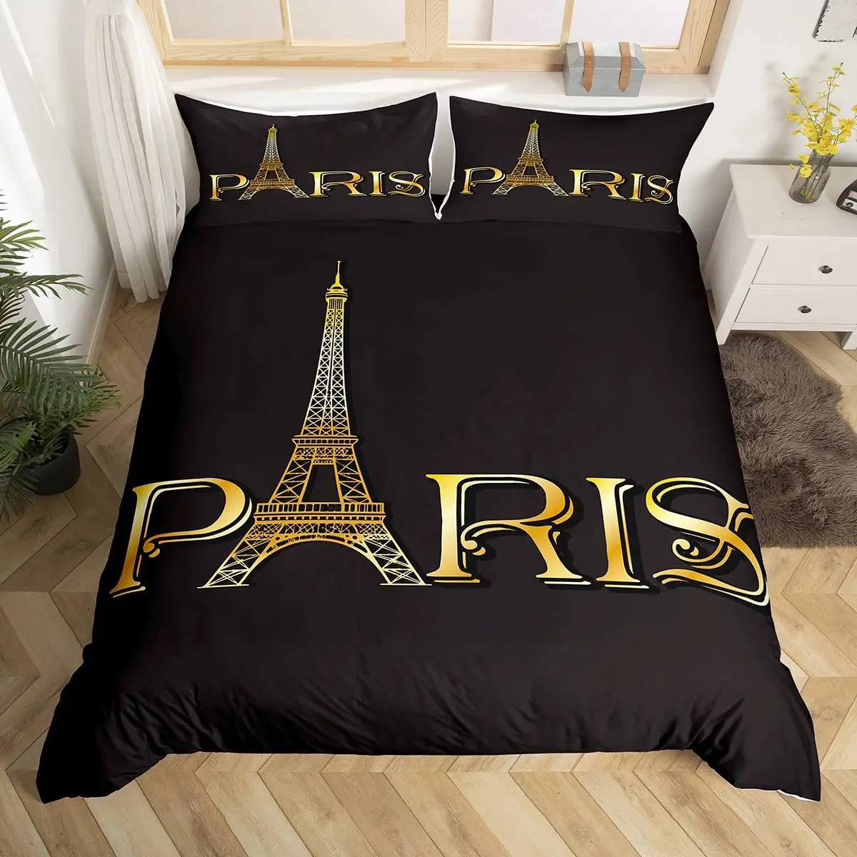 Erosebridal Paris Bedding Set Queen Size | Modern Kids Eiffel Tower Bedding for Teens & Bedroom Decor - view 6