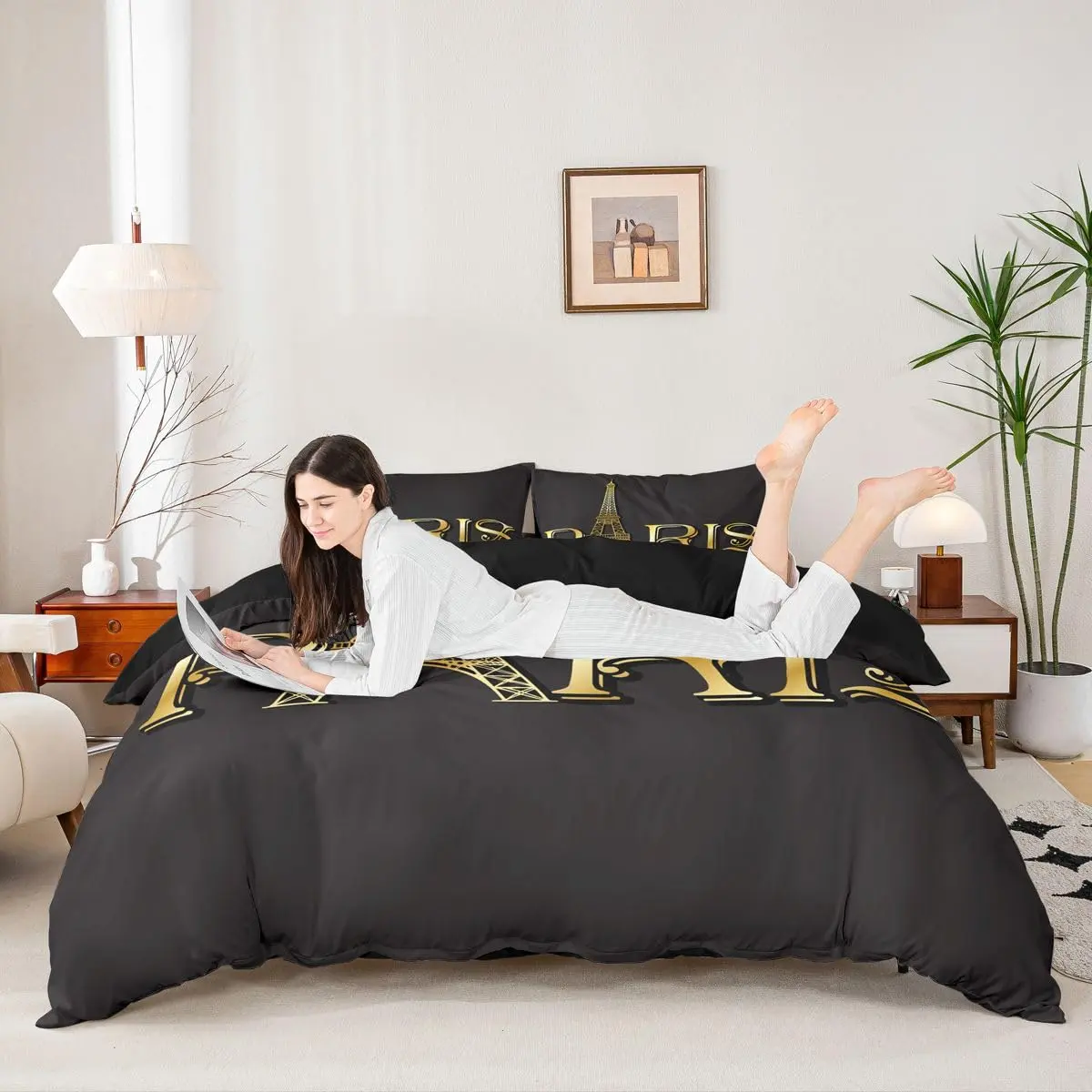 Erosebridal Paris Bedding Set Queen Size | Modern Kids Eiffel Tower Bedding for Teens & Bedroom Decor - view 7