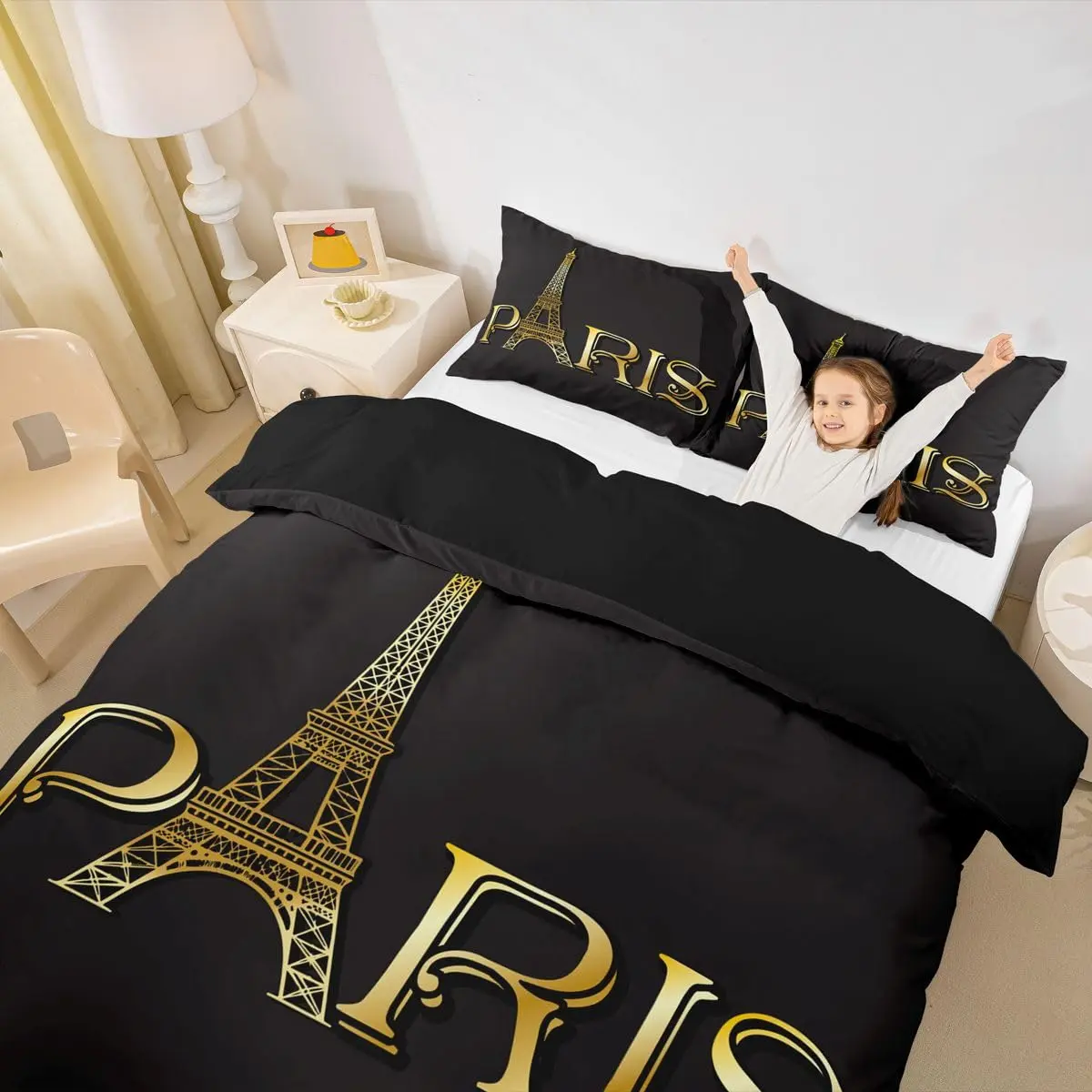 Erosebridal Paris Bedding Set Queen Size | Modern Kids Eiffel Tower Bedding for Teens & Bedroom Decor - view 2