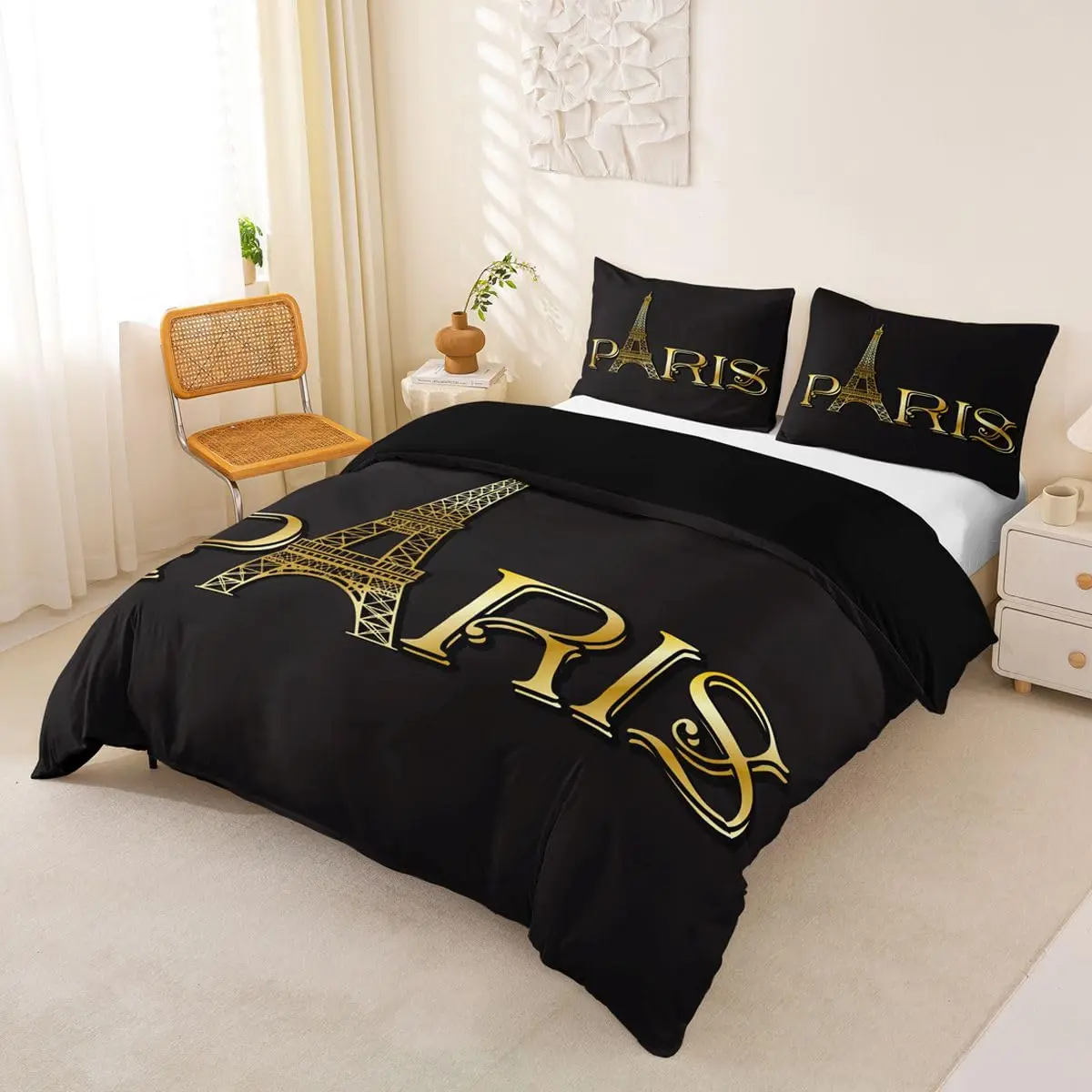 Erosebridal Paris Bedding Set Queen Size | Modern Kids Eiffel Tower Bedding for Teens & Bedroom Decor - view 3