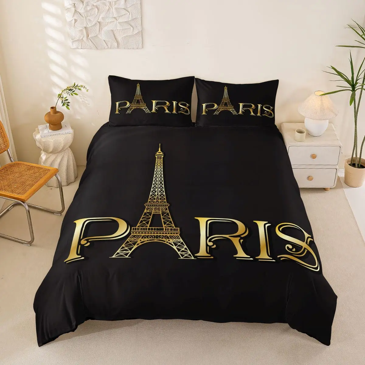 Erosebridal Paris Bedding Set Queen Size | Modern Kids Eiffel Tower Bedding for Teens & Bedroom Decor - view 4