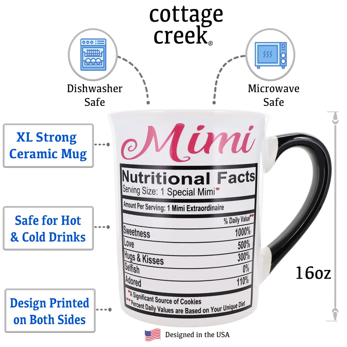 Cottage Creek Mimi Mug 16 oz Ceramic | Grandma Gift, Mom & Nana Coffee Cup - view 2