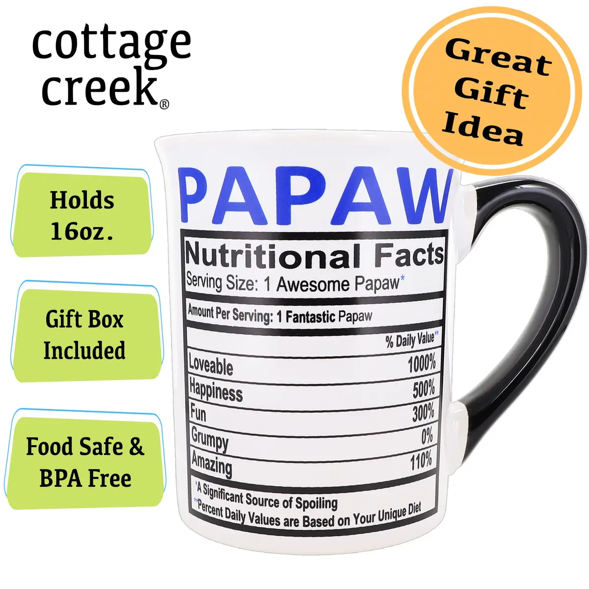 Cottage Creek Papaw Coffee Mug 16oz Ceramic Coffee Cup | Dad & Grandpa Gift with Sentimental Message - view 3