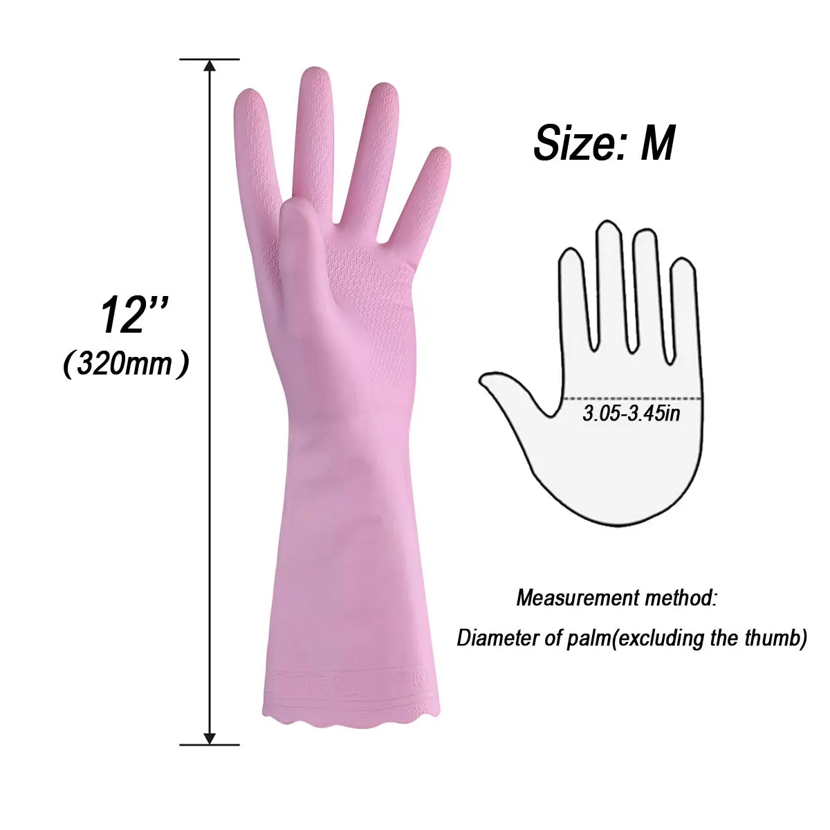 HSL Latex-Free Cleaning Gloves, Cotton Flocked Liner, 3 Pairs, Medium | Moisture Absorbing, Reusable Household Gloves - view 2