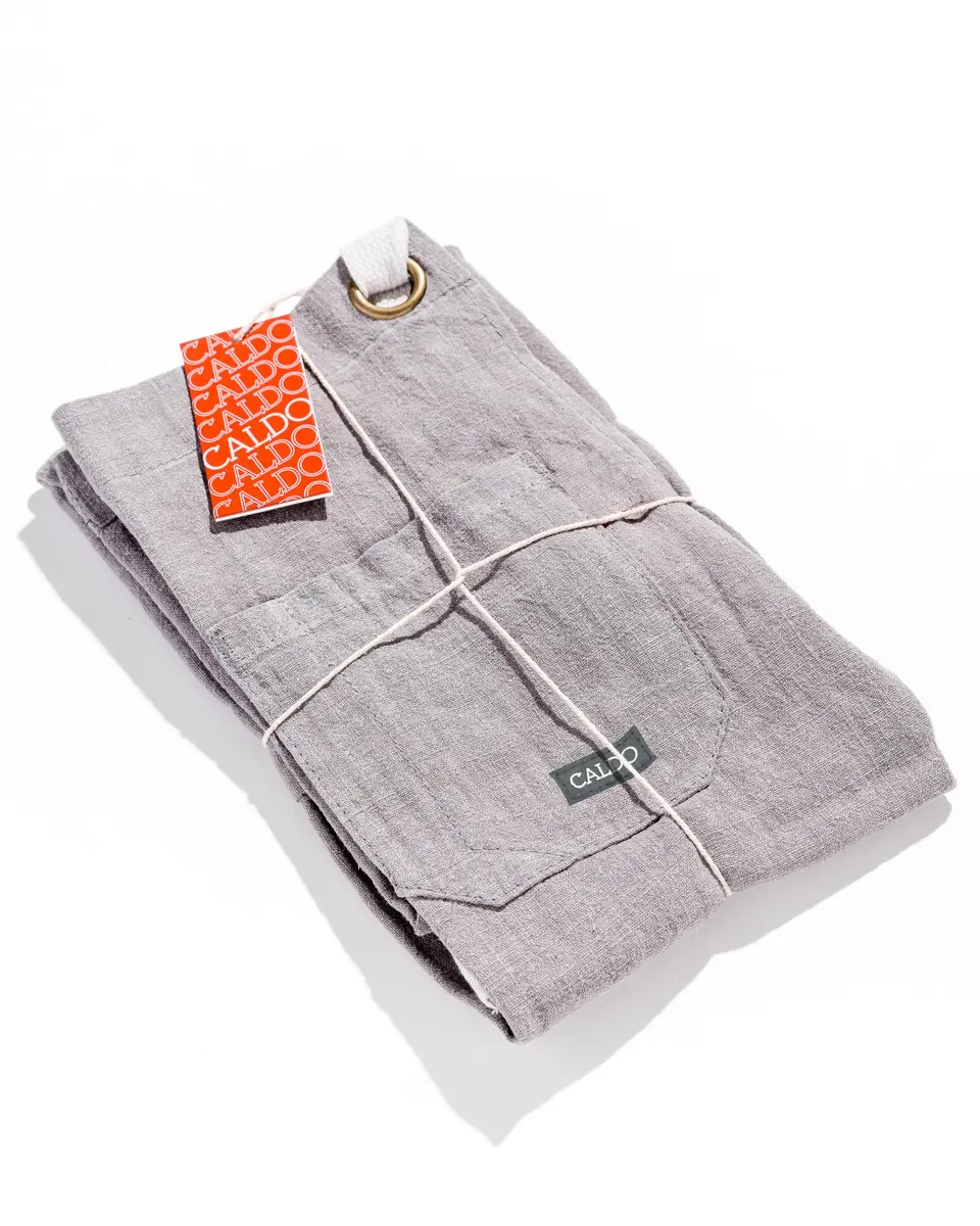 Caldo Linen Kitchen Apron for Cooking | Adjustable with Pockets, Unisex, Grey - view 5