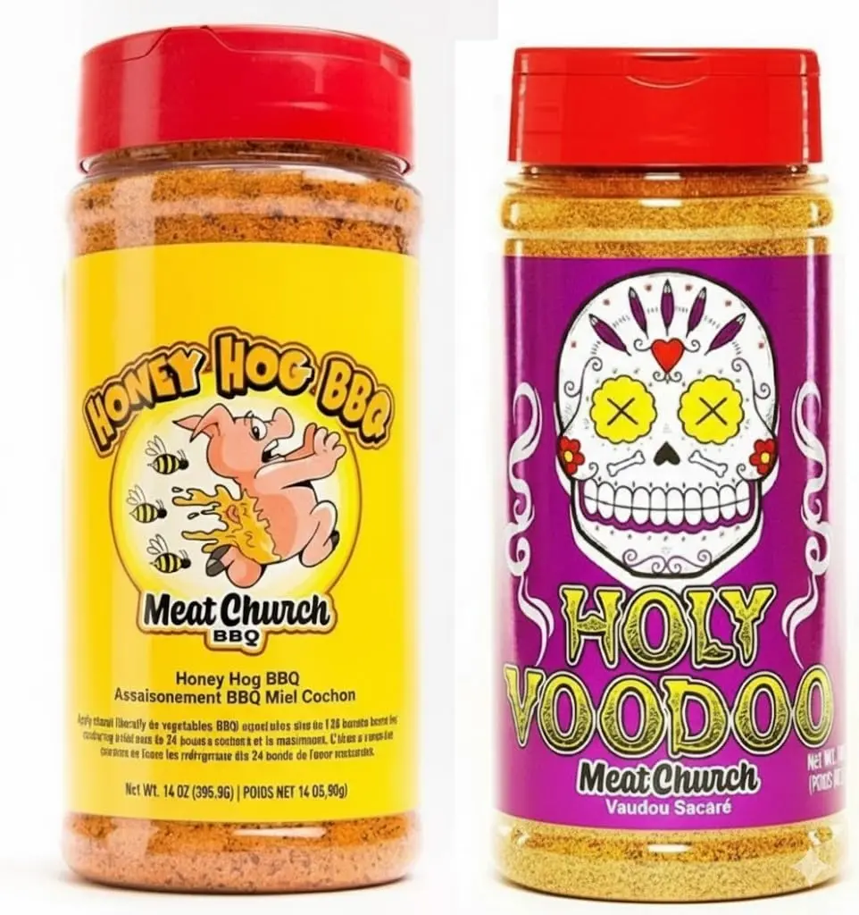 Meat Church BBQ Rub Combo: Honey Hog & Holy VooDoo | Gluten Free, 12.5 & 13 oz | Perfect for Meat & Vegetables - main product image