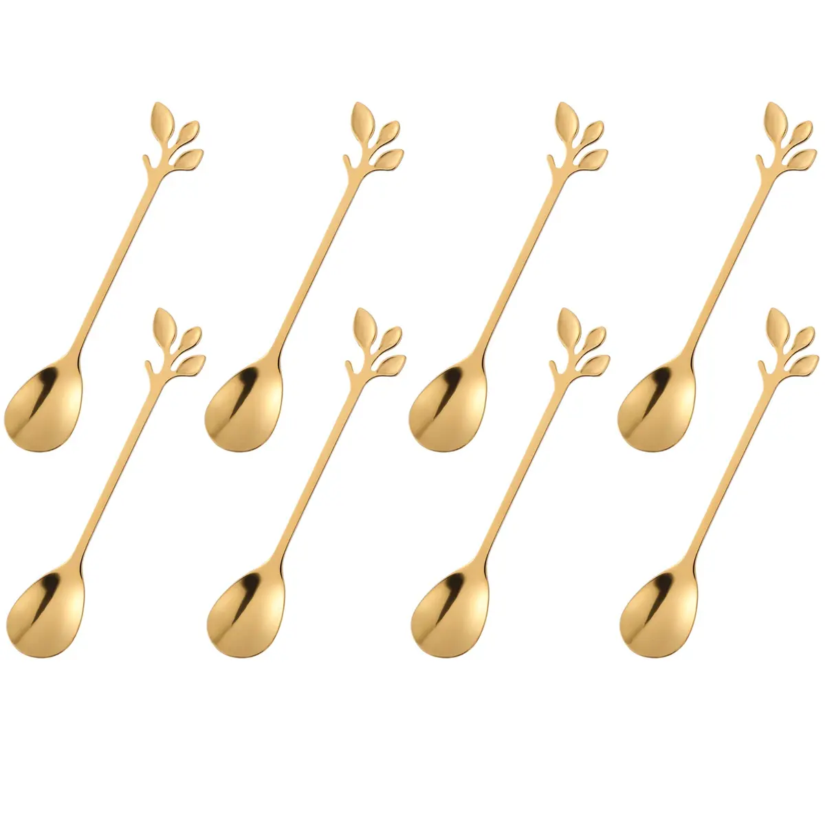 CAMDEA Gold Plated Stainless Steel Mini Coffee Espresso Spoons, Set of 8, 12.4cm (4.9 inch) | Polished Steel for Desserts & Stirring - main product image