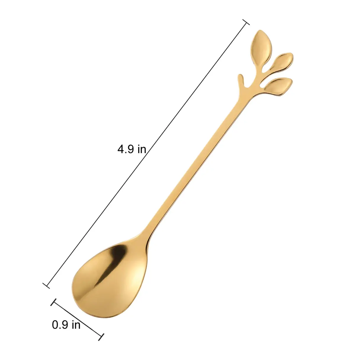 CAMDEA Gold Plated Stainless Steel Mini Coffee Espresso Spoons, Set of 8, 12.4cm (4.9 inch) | Polished Steel for Desserts & Stirring - view 2