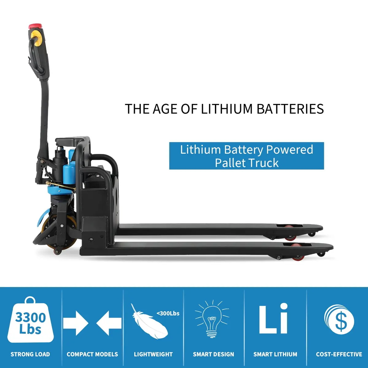 APOLLOLIFT Electric Pallet Jack 48"x27" | 3300lbs Capacity, Lithium Battery, Regenerative Braking - view 6