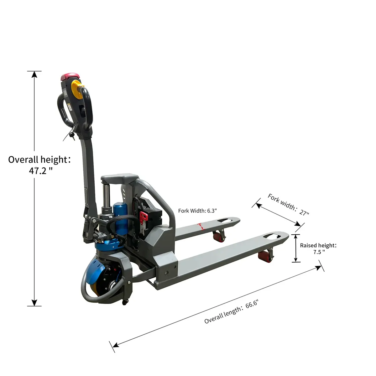 APOLLOLIFT Electric Pallet Jack 48"x27" | 3300lbs Capacity, Lithium Battery, Regenerative Braking - view 3
