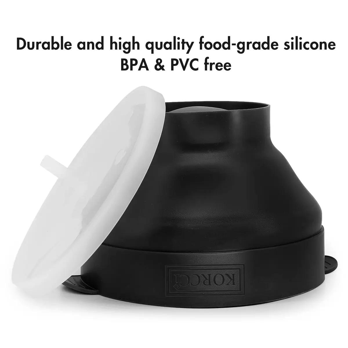 KORCCI Collapsible Silicone Popcorn Popper Bowl - Black | Healthy Microwave Popcorn Maker - view 6