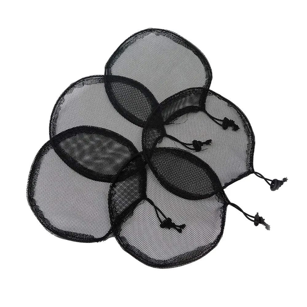 YANTAISIYU Black Ponytail Hair Net with Elastic Drawstring | Durable Nylon, 5 pcs for Hair Bun & Wig Making (Round, 15cm Diameter) - main product image