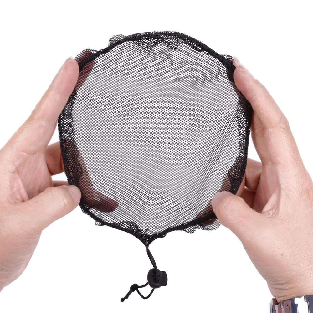 YANTAISIYU Black Ponytail Hair Net with Elastic Drawstring | Durable Nylon, 5 pcs for Hair Bun & Wig Making (Round, 15cm Diameter) - view 5