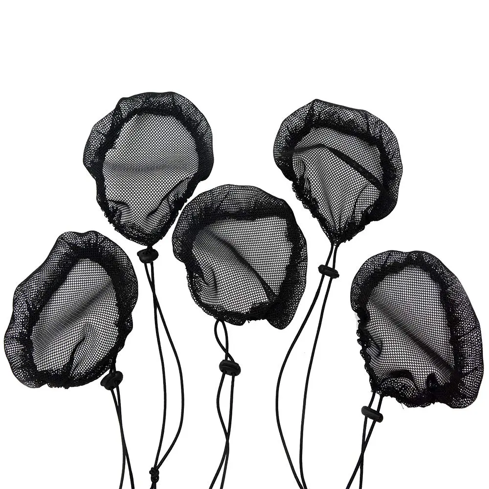 YANTAISIYU Black Ponytail Hair Net with Elastic Drawstring | Durable Nylon, 5 pcs for Hair Bun & Wig Making (Round, 15cm Diameter) - view 6
