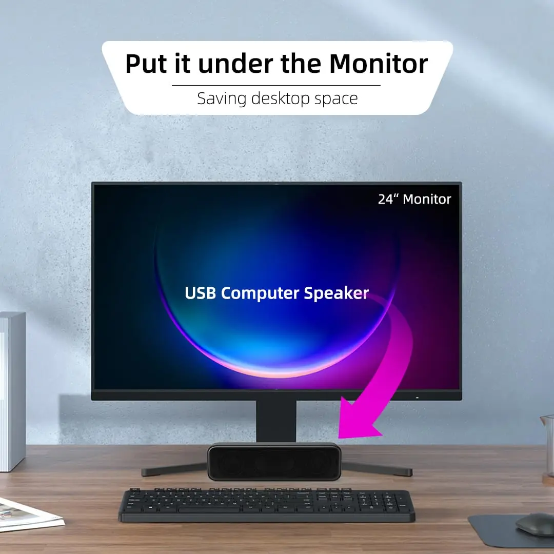 LIELONGREN Upgraded Computer Speakers 286g (10.1 oz) | Plug-n-Play USB Sound Bar with Stereo Loud Sound - view 6