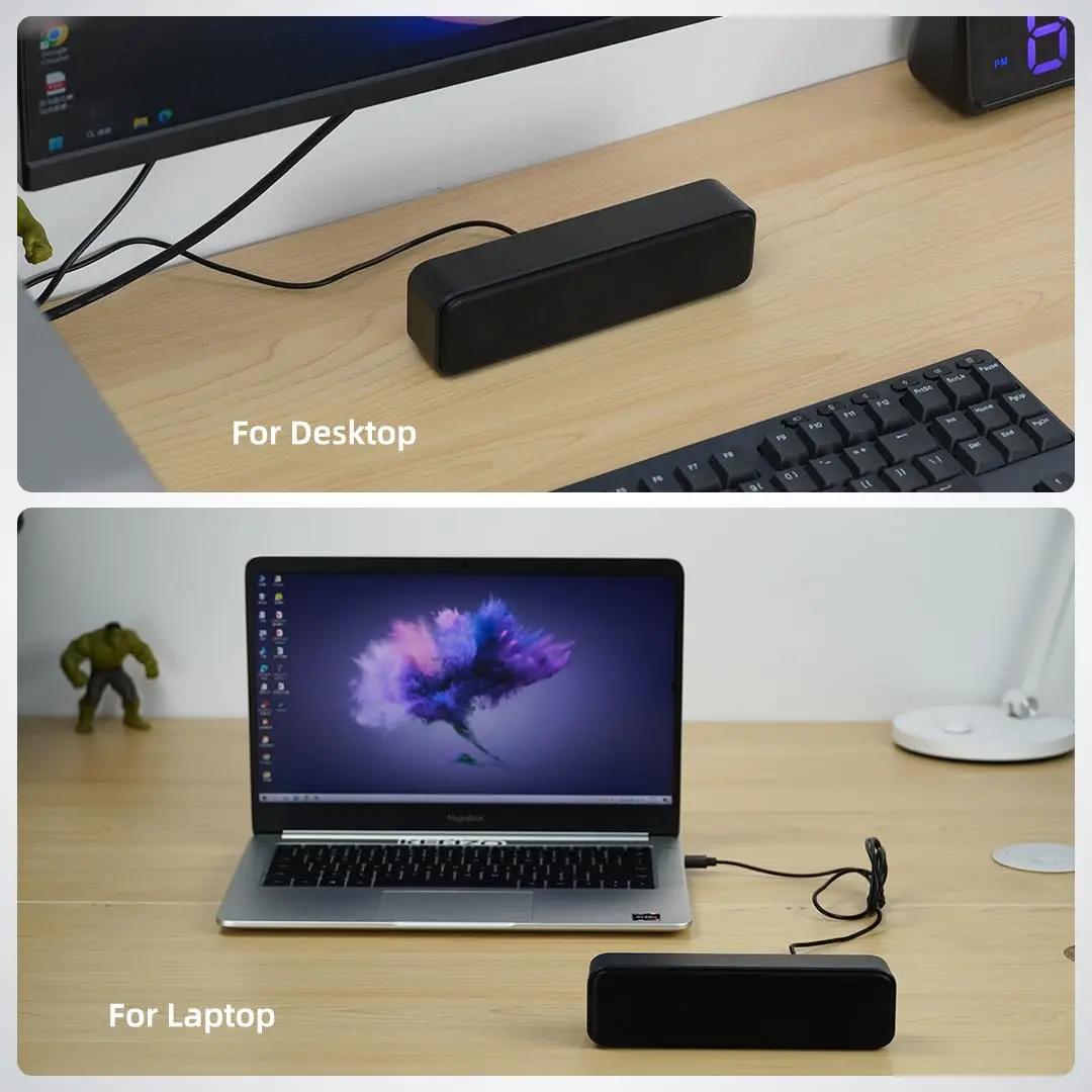 LIELONGREN Upgraded Computer Speakers 286g (10.1 oz) | Plug-n-Play USB Sound Bar with Stereo Loud Sound - view 7