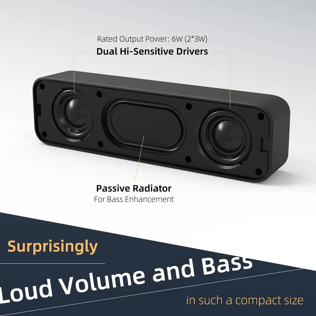 LIELONGREN Upgraded Computer Speakers 286g (10.1 oz) | Plug-n-Play USB Sound Bar with Stereo Loud Sound - view 2