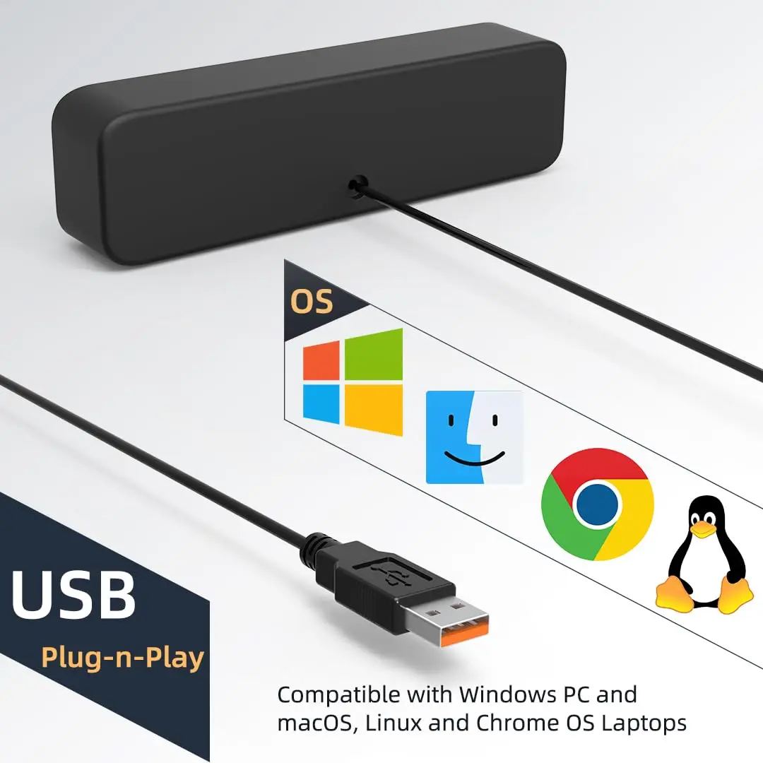 LIELONGREN Upgraded Computer Speakers 286g (10.1 oz) | Plug-n-Play USB Sound Bar with Stereo Loud Sound - view 3