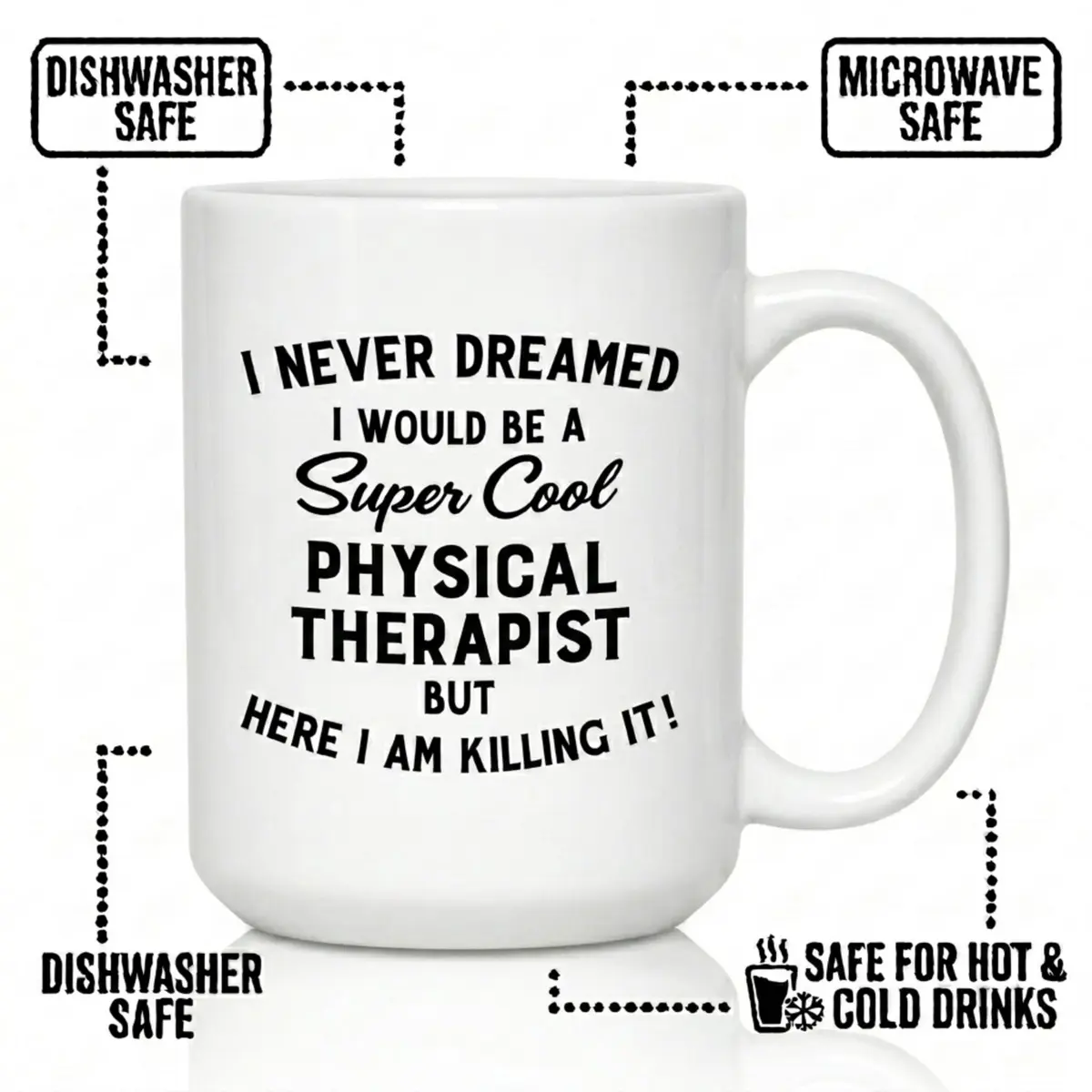 Artisan Owl I Never Dreamed I Would Be A Cool Therapist Mug 15oz | Funny Therapist Coffee Mug for Physical & Occupational Therapists - view 3