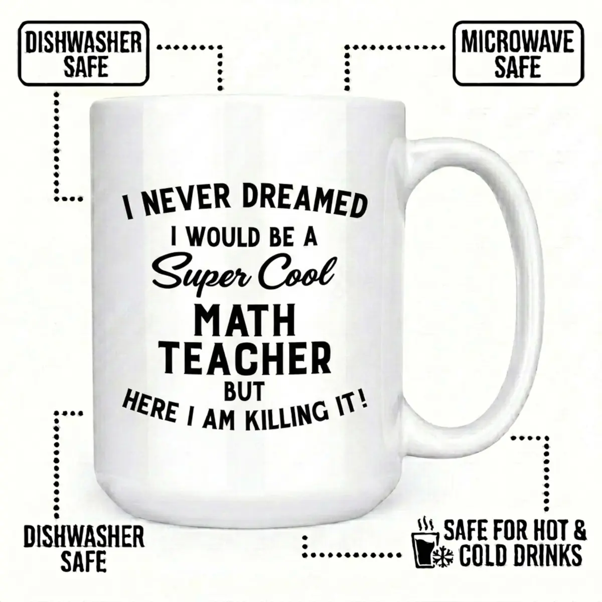 Artisan Owl Funny Math Teacher Gift – 'I'd Be a Cool Math Teacher but Here I Am' – 15oz Ceramic Mug for STEM Educators, Professors, Algebra & Calculus Lovers | Humor & Practicality - view 3