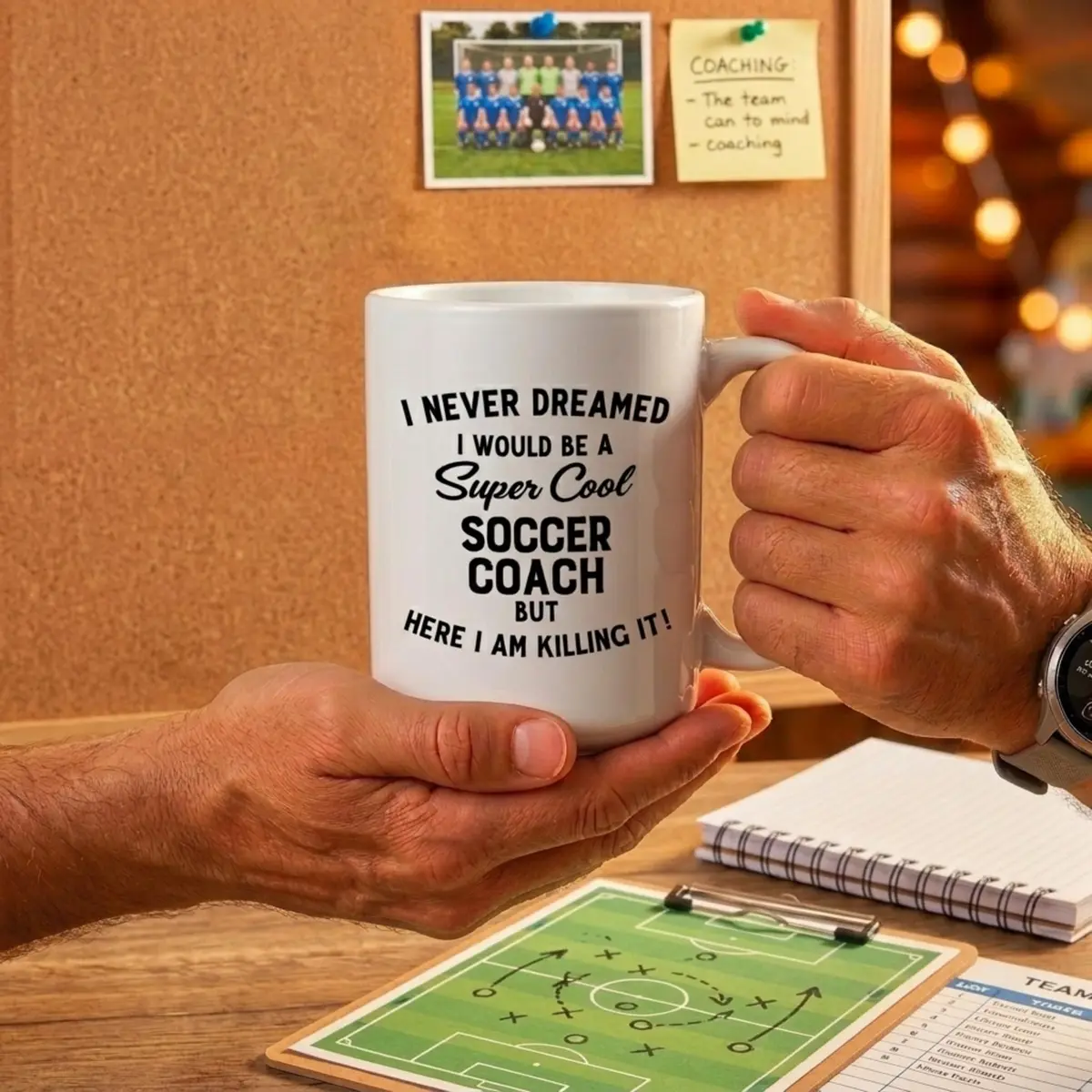 Artisan Owl I Never Dreamed I'd Be a Soccer Coach But Here I Am Crushing It - 15oz Funny Coffee Cup Gift for Men or Women - view 5