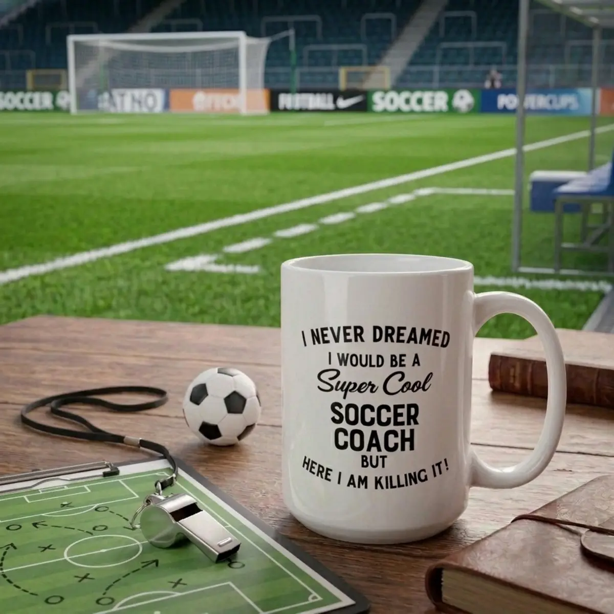 Artisan Owl I Never Dreamed I'd Be a Soccer Coach But Here I Am Crushing It - 15oz Funny Coffee Cup Gift for Men or Women - view 4