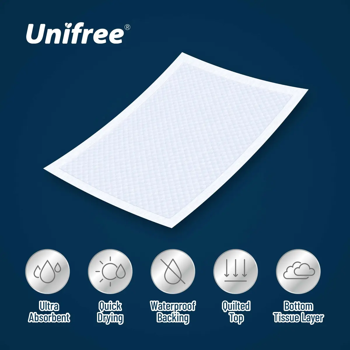 UNIFREE Disposable Underpads 50 Count | Super Absorbent Bed & Incontinence Pad (76 in) for Adults & Elderly - view 3