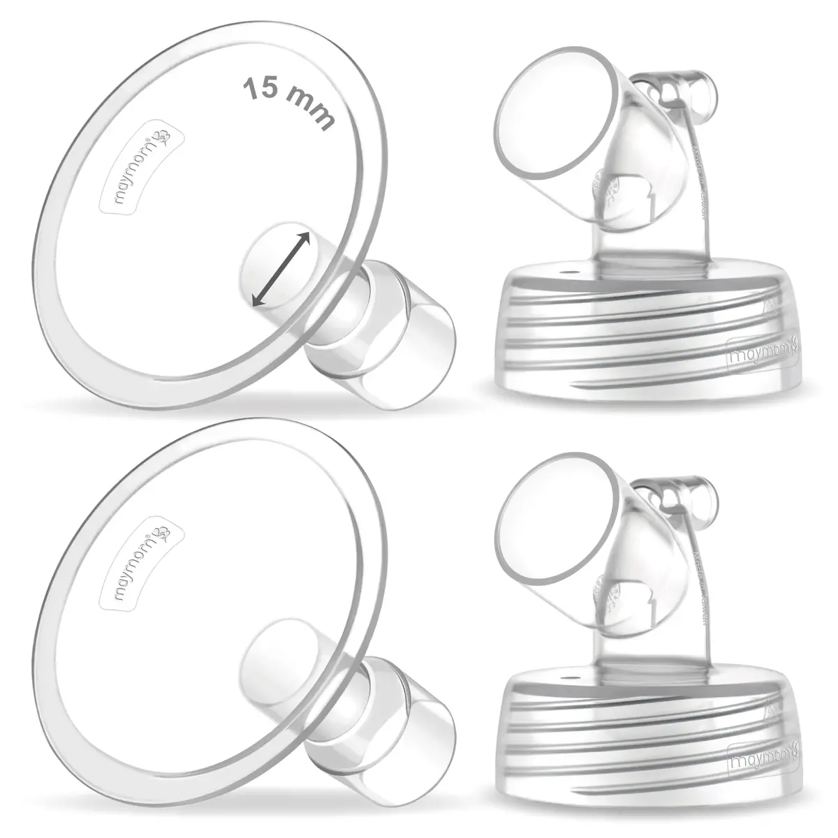 Maymom Two-Piece Wide Neck Pump Parts for Spectra S1/S2 Pumps | 15mm Flanges | BPA-Free - main product image