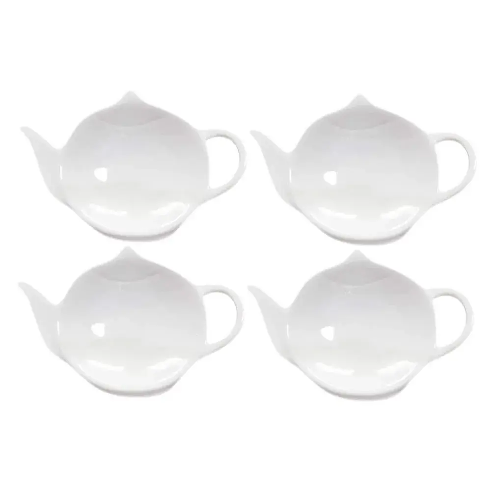 Sizikato Pure White Ceramic Tea Bag Holder 4pcs | 11.9cm (4.7 inches) Square Dish - main product image