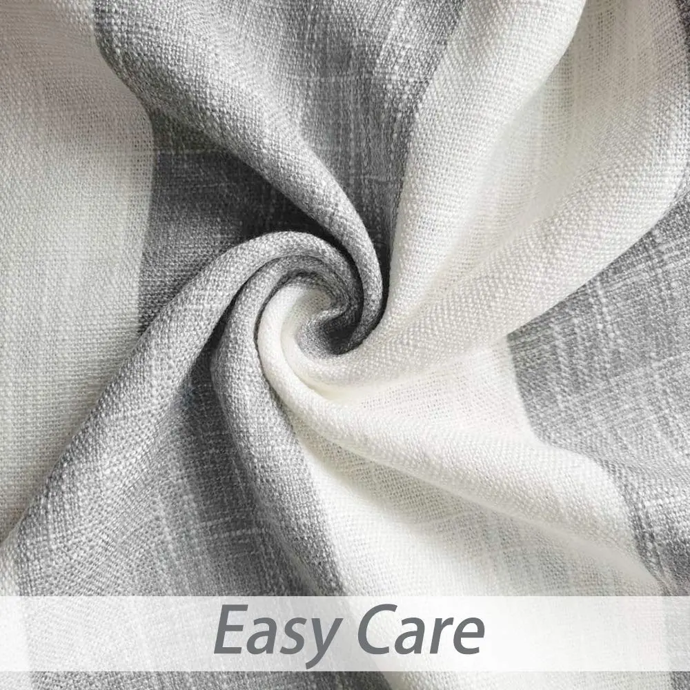 Central Park Gray White Vertical Stripe Curtain Semi Sheer, 44" Wx63" | Elegant Farmhouse Style for Living & Bedroom - view 7