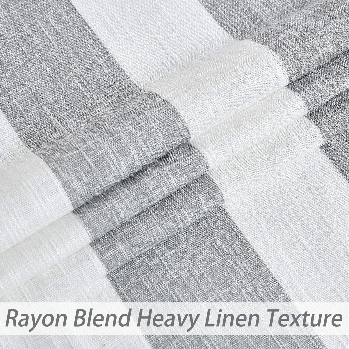 Central Park Gray White Vertical Stripe Curtain Semi Sheer, 44" Wx63" | Elegant Farmhouse Style for Living & Bedroom - view 3