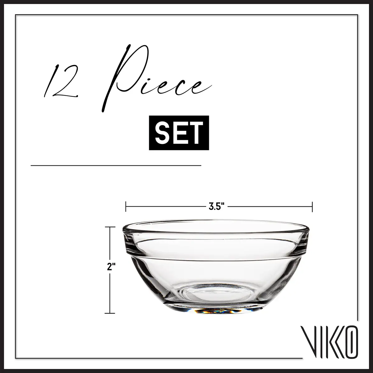 Vikko Small Glass Bowls 3.5" | Versatile Prep & Serving Bowls in Clear Glass - view 4