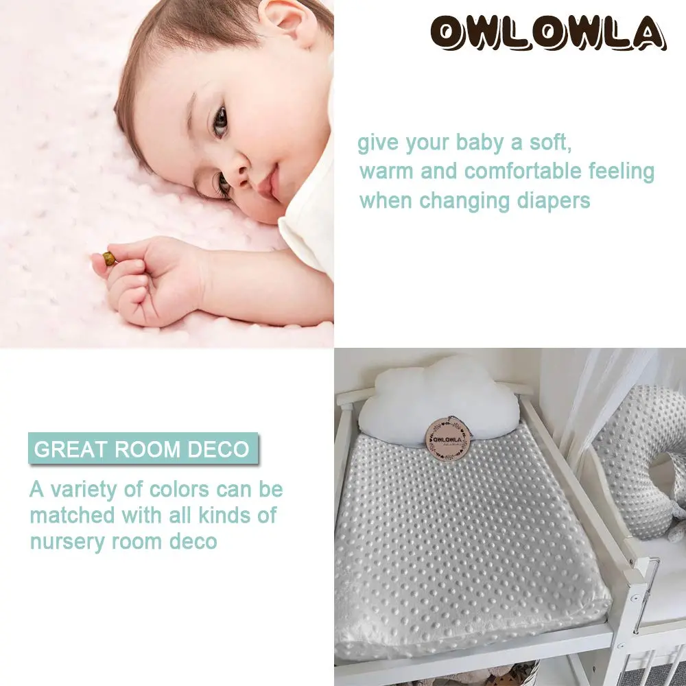 OWLOWLA Changing Pad Cover, Soft Minky Dots, Silver Gray | Ultra-Soft & Breathable for Baby Comfort - view 4