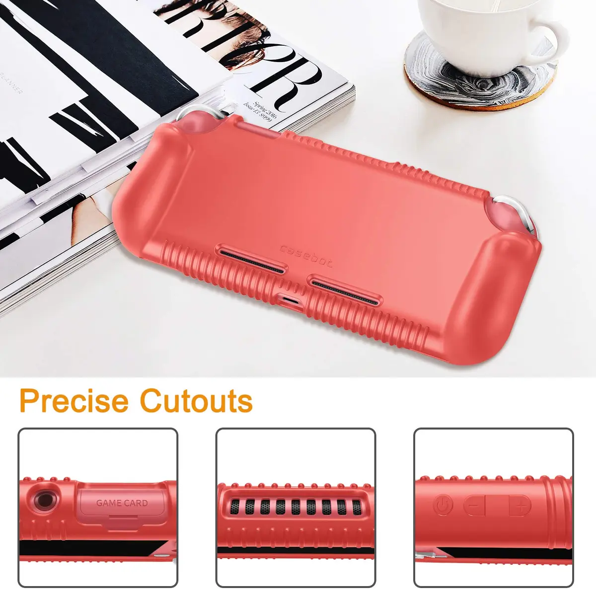 FINTIE Soft Silicone Protective Case for Nintendo Switch Lite (Living Coral) | Ergonomic Grip, Anti-Slip, Shock-Absorption & Anti-Scratch, Lightweight Grip Case Cover - view 5