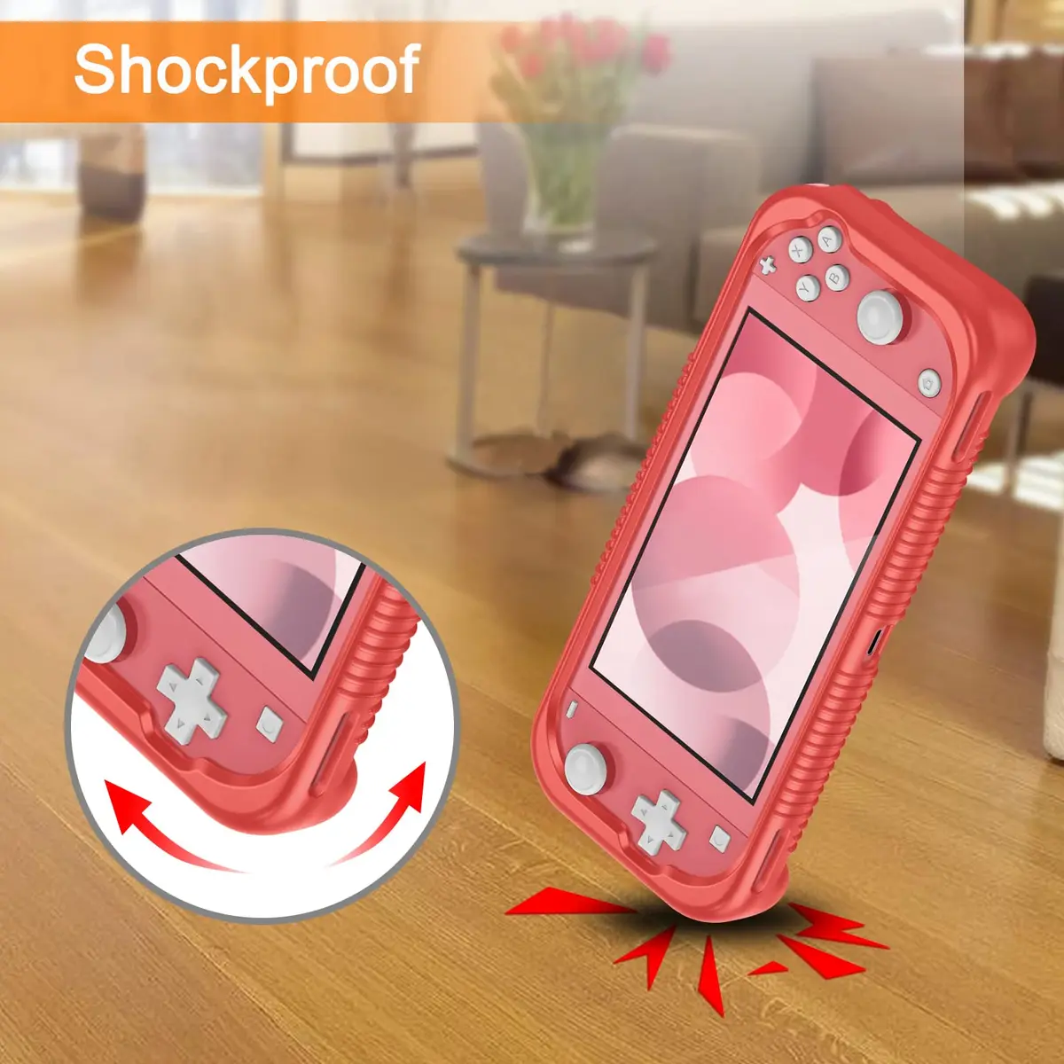 FINTIE Soft Silicone Protective Case for Nintendo Switch Lite (Living Coral) | Ergonomic Grip, Anti-Slip, Shock-Absorption & Anti-Scratch, Lightweight Grip Case Cover - view 6