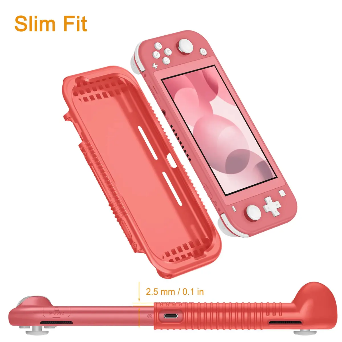 FINTIE Soft Silicone Protective Case for Nintendo Switch Lite (Living Coral) | Ergonomic Grip, Anti-Slip, Shock-Absorption & Anti-Scratch, Lightweight Grip Case Cover - view 9