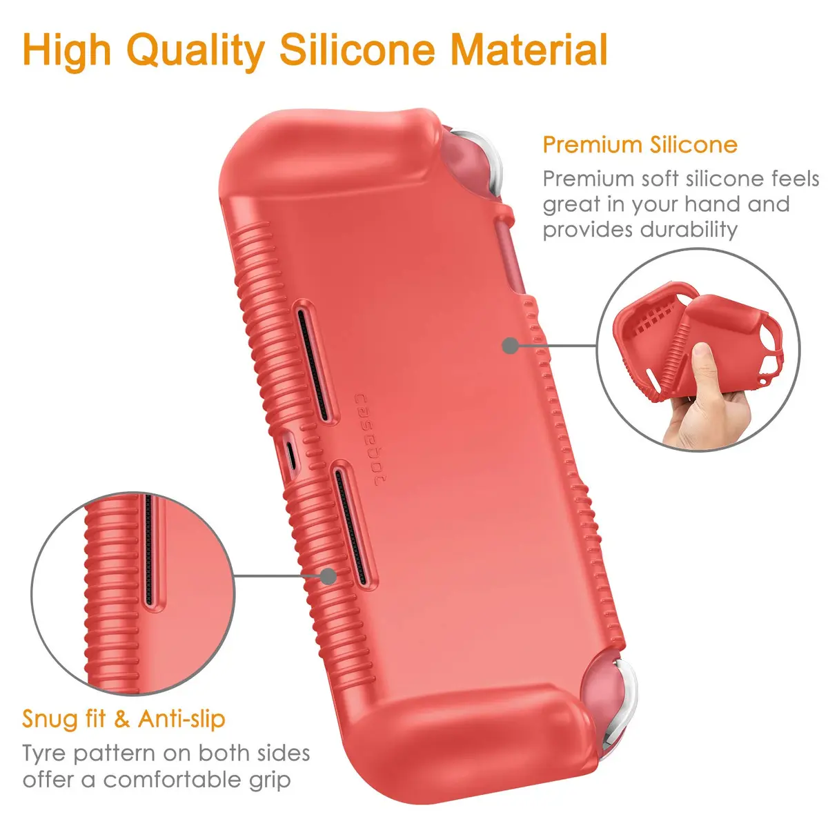 FINTIE Soft Silicone Protective Case for Nintendo Switch Lite (Living Coral) | Ergonomic Grip, Anti-Slip, Shock-Absorption & Anti-Scratch, Lightweight Grip Case Cover - view 4