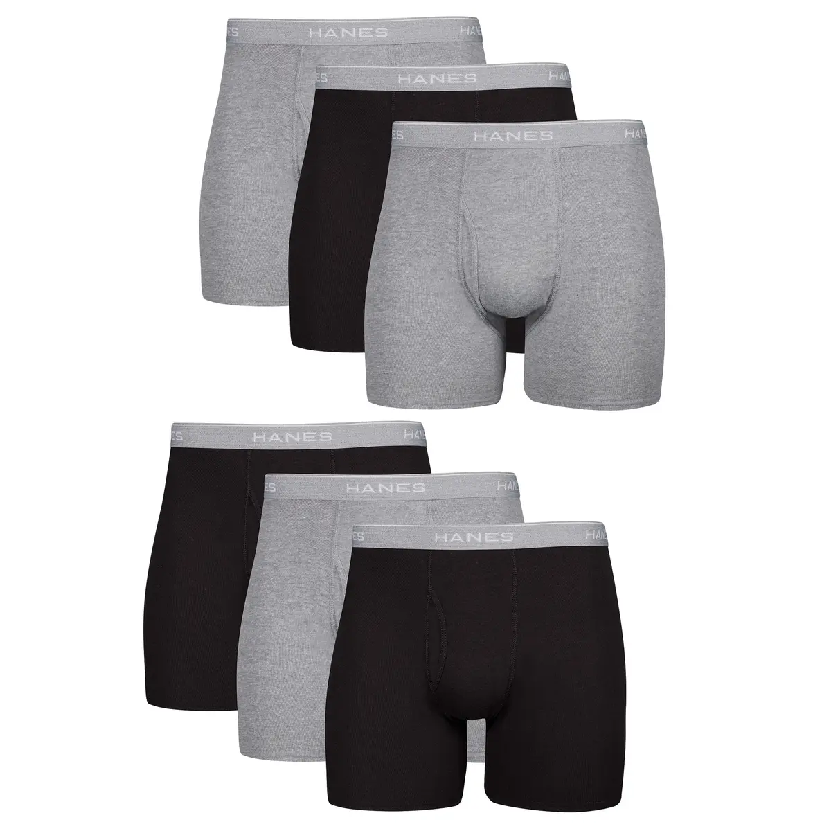 Hanes Men's Boxer Briefs 6 Pack, Medium | Cool Dri Moisture-Wicking Cotton Blend - main product image