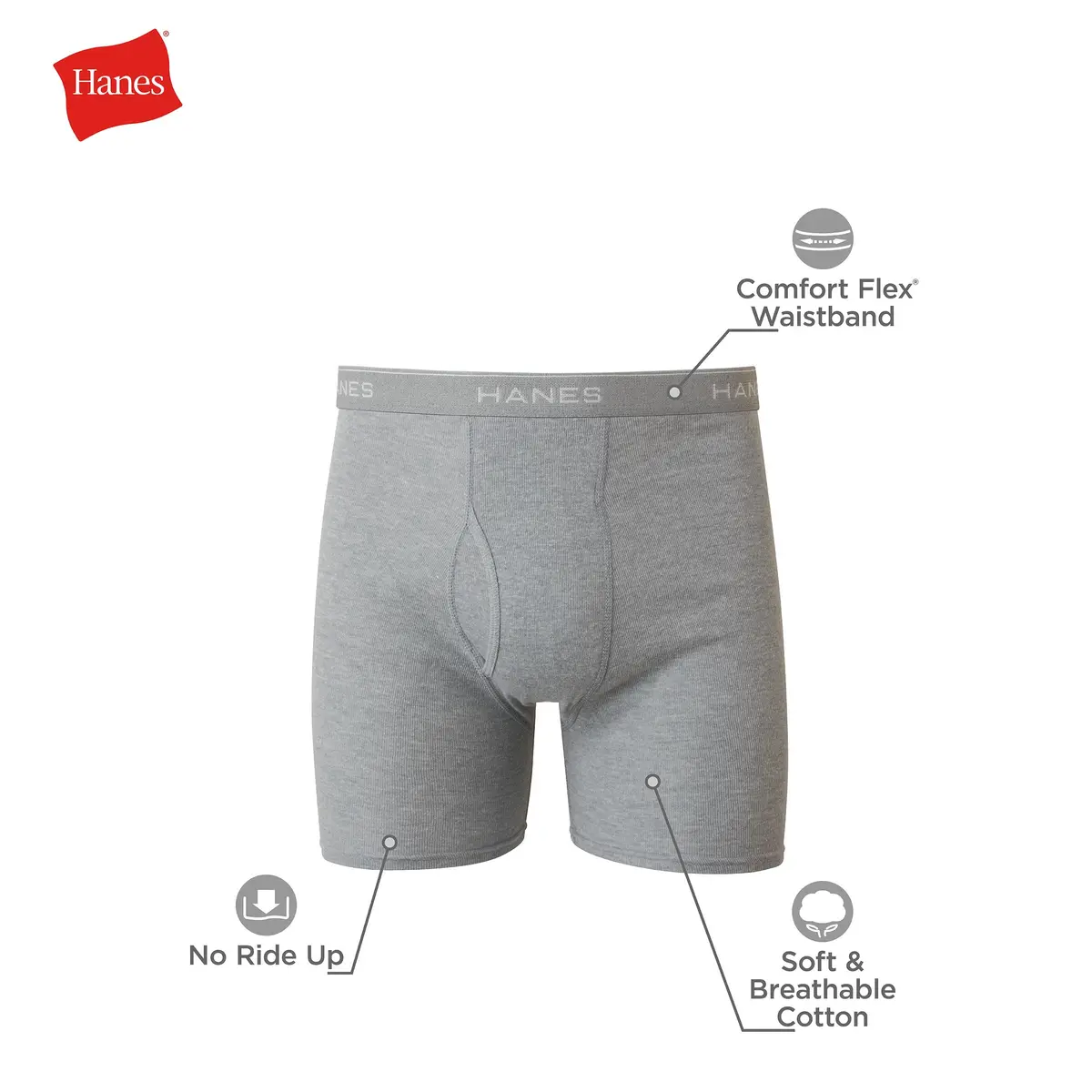 Hanes Men's Boxer Briefs 6 Pack, Medium | Cool Dri Moisture-Wicking Cotton Blend - view 4