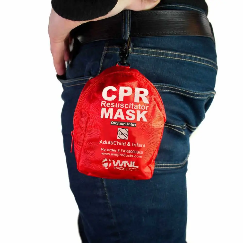 WNL Products CPR Rescue Mask Kit with Infant Mask, 5 Pack | Adult/Child & Infant CPR Mask with One-Way Valve, Filter, Gloves, Wipe in Soft Red Case - view 8