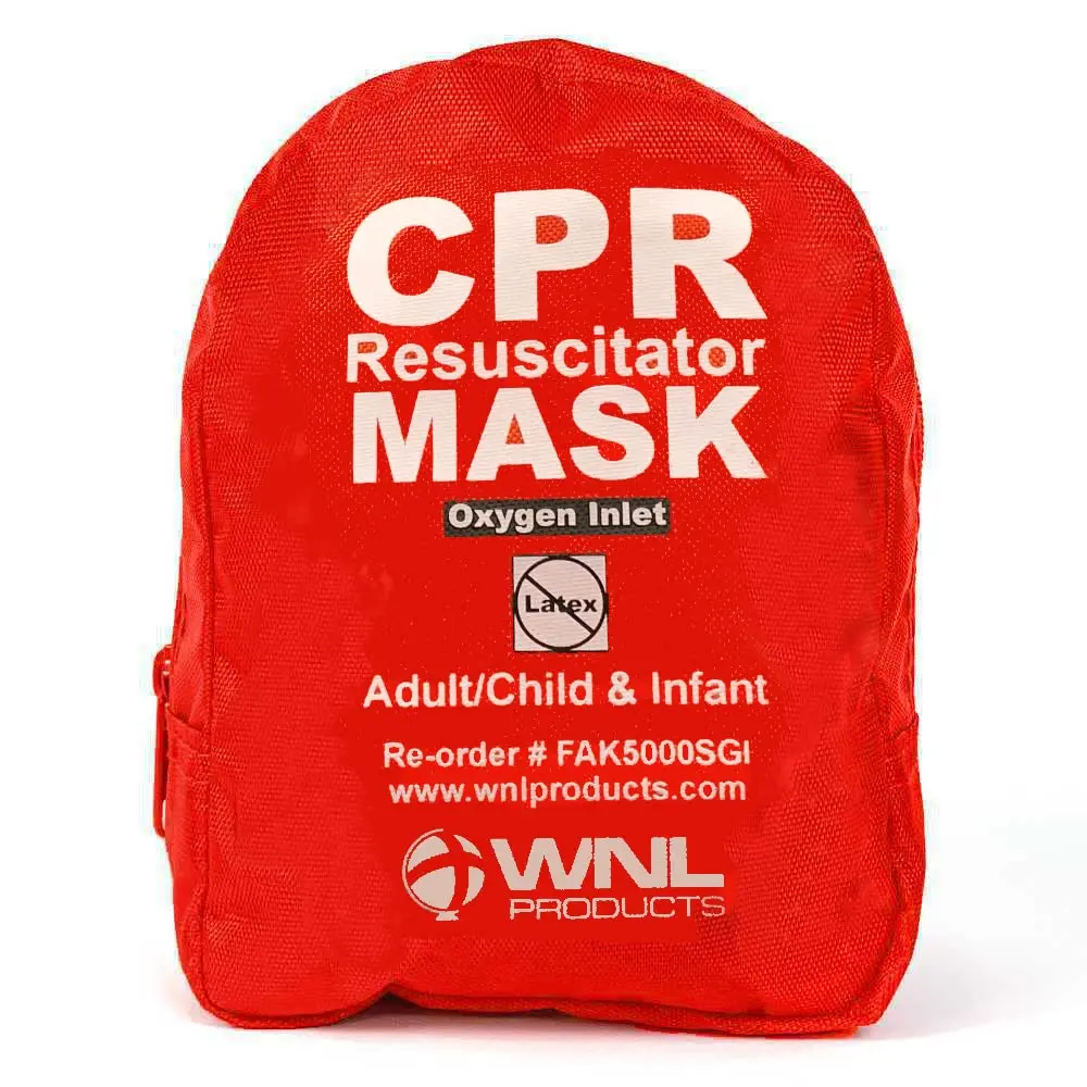 WNL Products CPR Rescue Mask Kit with Infant Mask, 5 Pack | Adult/Child & Infant CPR Mask with One-Way Valve, Filter, Gloves, Wipe in Soft Red Case - view 3