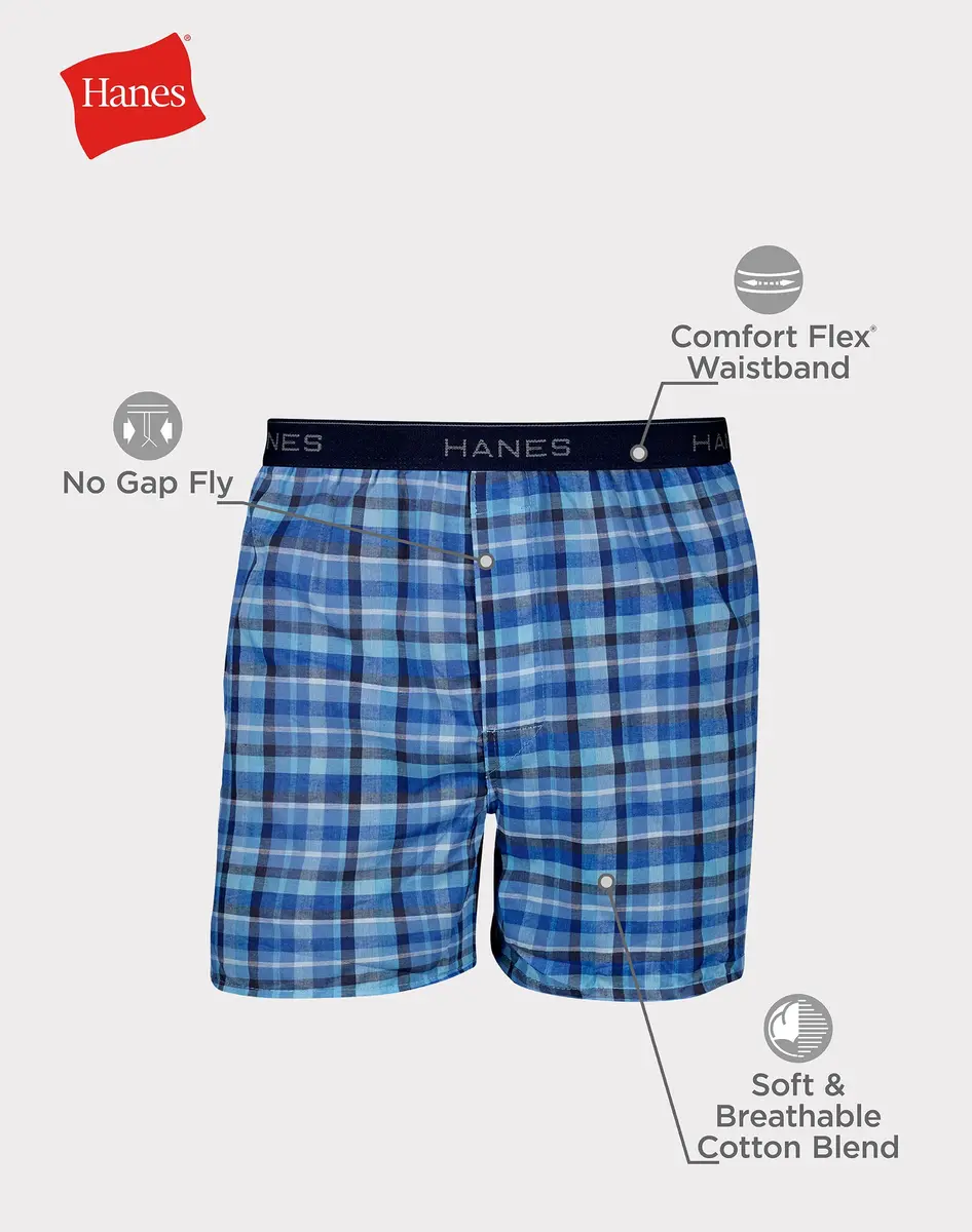 Hanes Men's Tagless Boxer Large | Moisture-Wicking Cotton Blend, Assorted Colors - view 6