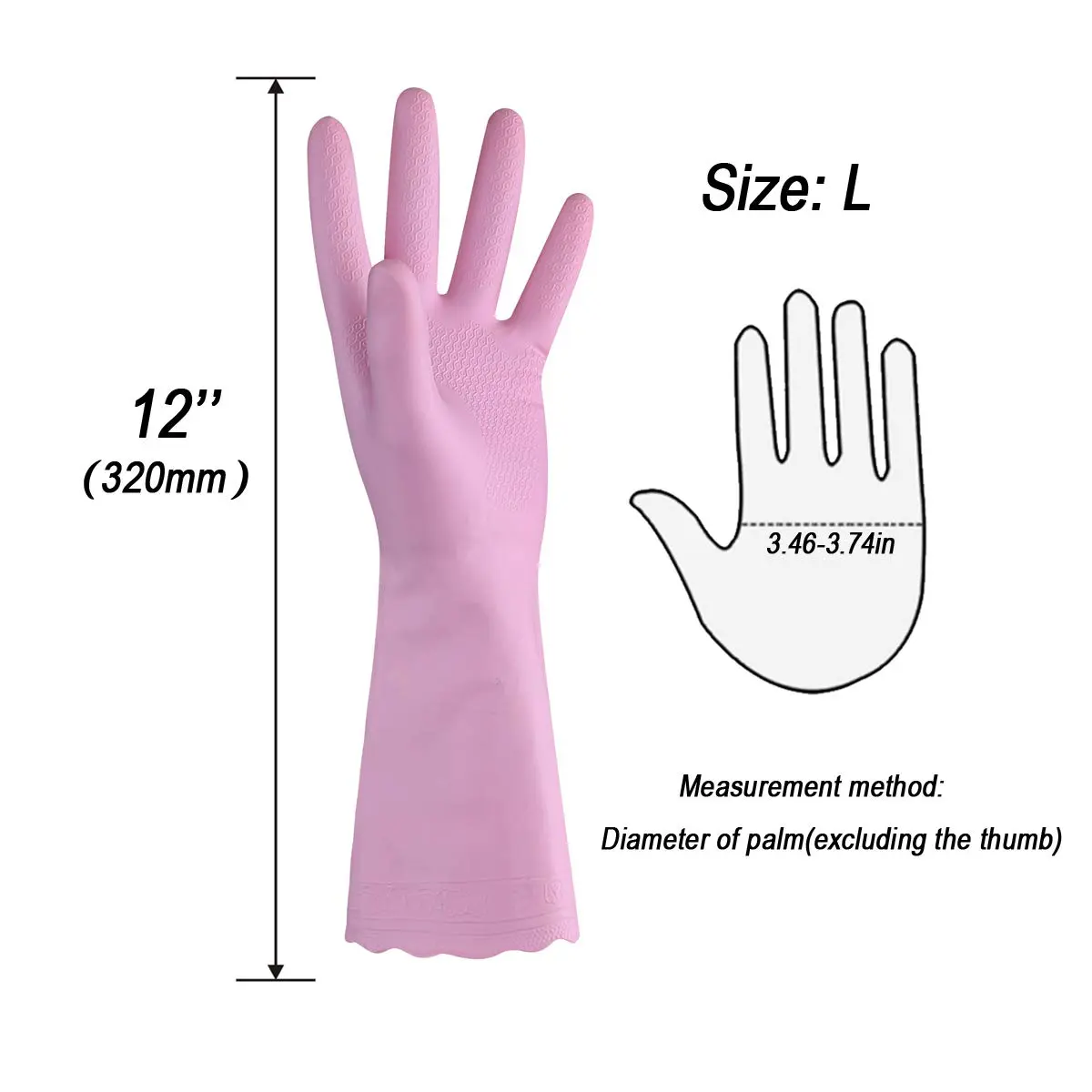 HSL Household Cleaning Gloves - Reusable Waterproof Latex-Free Gloves (Large, 2 Pairs) | Cotton Lined, Non-Slip - view 2