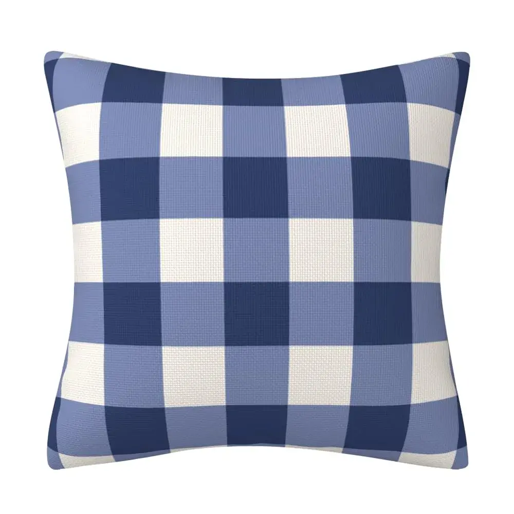 AHAHM Navy Blue and White Buffalo Check Plaid Throw Pillow Covers 45x45cm (18x18 Inch) Set of 2 | Farmhouse Decorative Cushion Case for Sofa, Bed, Office - view 2