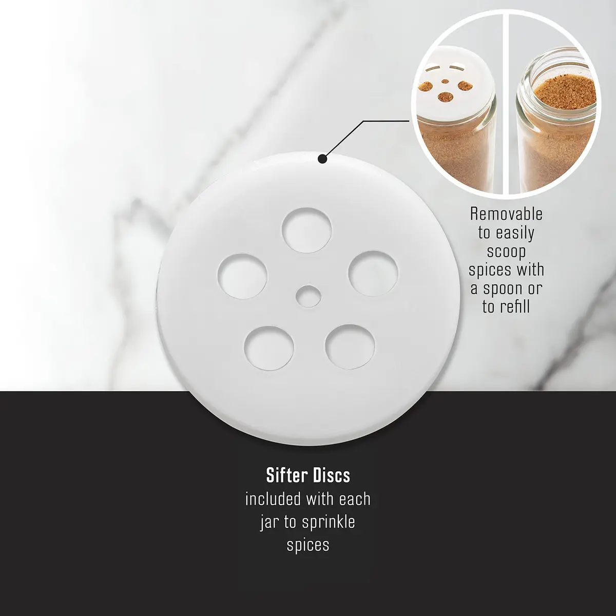 Kamenstein 16 Jar Hourglass Revolving Spice Rack with Spices Included, FREE Refills for 5 Years, Acacia & Stainless Steel Caps - view 6