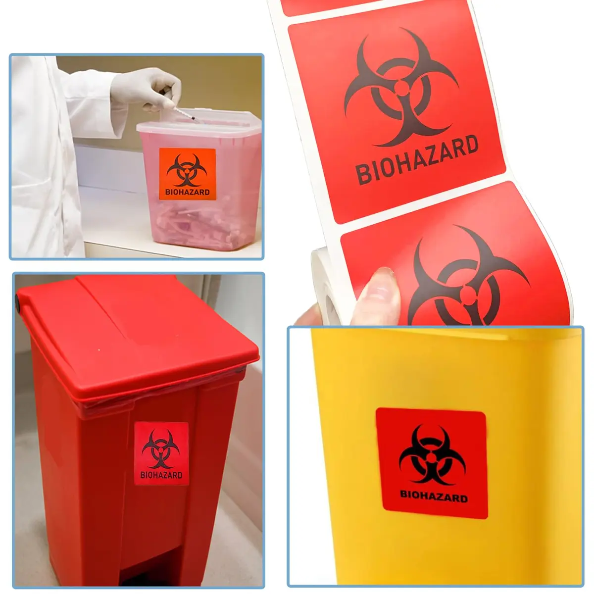 BEMAXYE Biohazard Danger Safety Warning Labels 1"x1" (250 Pcs/Roll) | High Temp Resistance Waterproof Vinyl Stickers - view 4