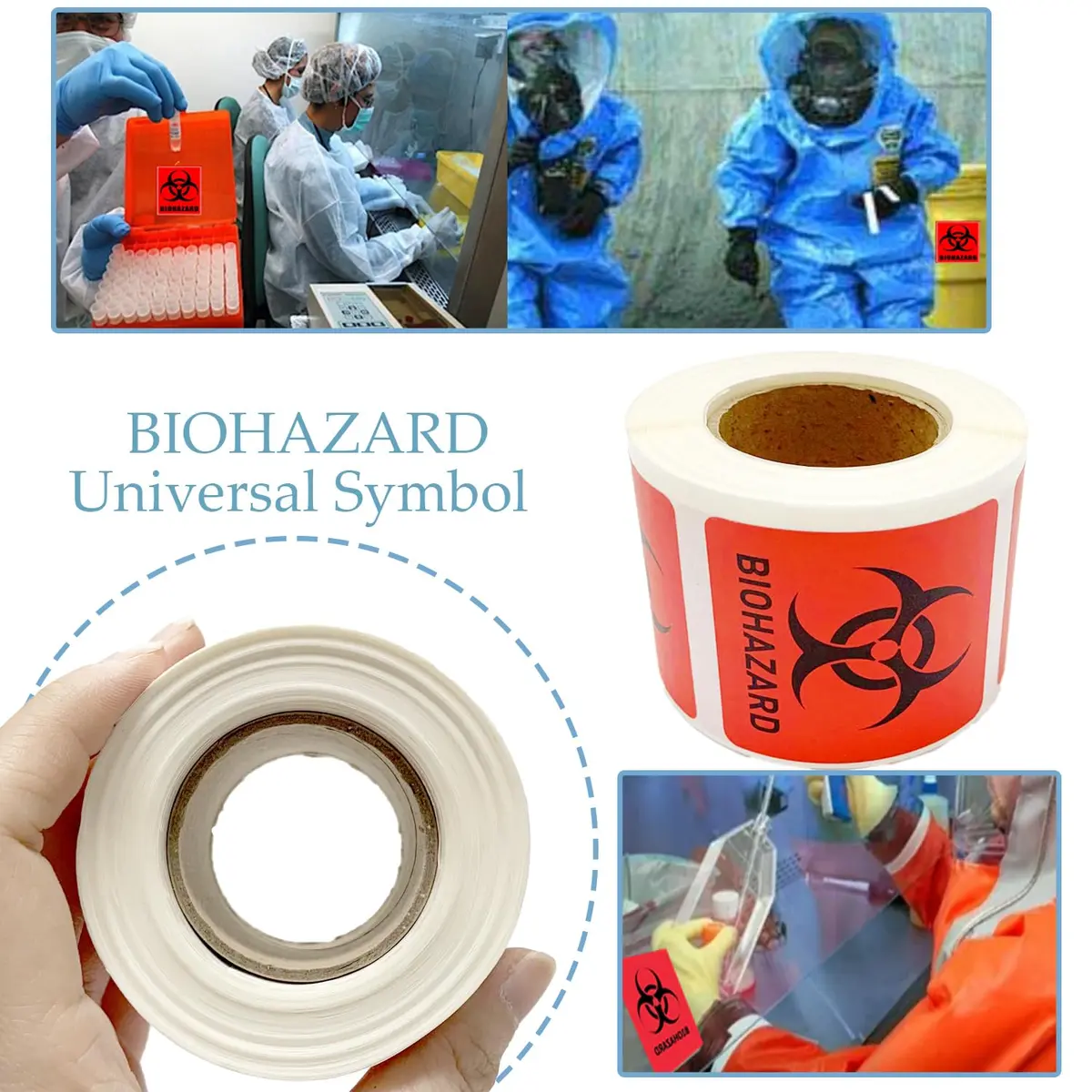 BEMAXYE Biohazard Danger Safety Warning Labels 1"x1" (250 Pcs/Roll) | High Temp Resistance Waterproof Vinyl Stickers - view 5